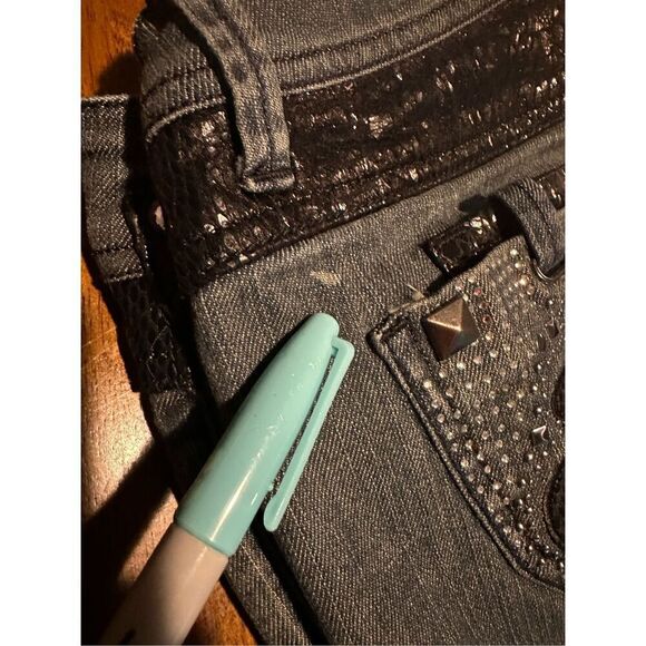 Vtg Y2K House of Dereon Beyoncé Womens Mid Rise Flare Embellished Jeans Size 7/8 - Picture 10 of 15